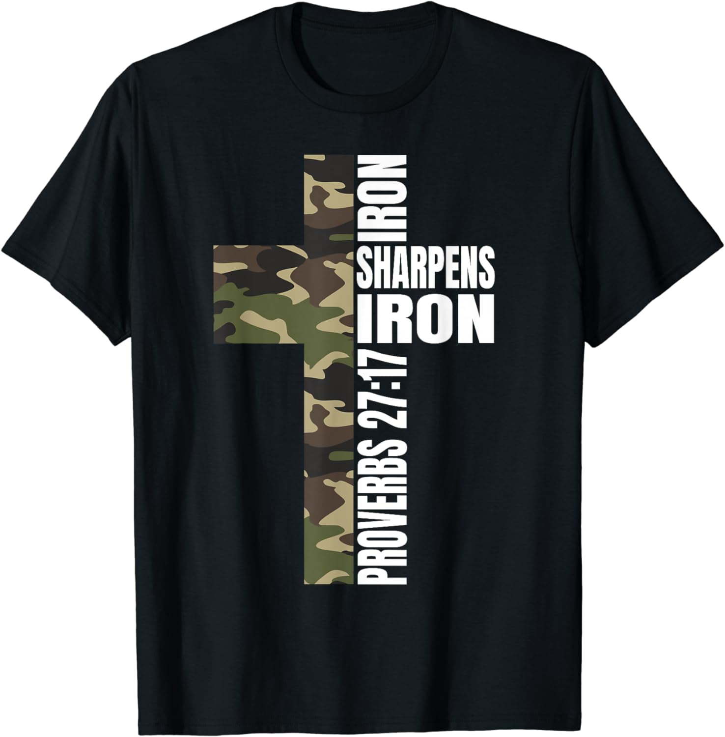 Green Camo Iron Sharpens Iron Christian Verse Family Couples Cotton T ...