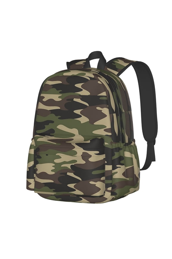 Green Camo Pattern Multipurpose Backpack Lightweight School Work Large Capacity Laptop Packsack Picnic Camping Travel Backpacks