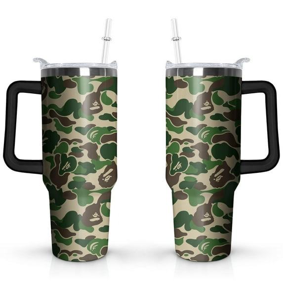 Green Camouflage 40 OZ Tumbler Cup with Lid and Straw Gifts for Mom Friend Sister Grandma
