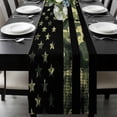 thumbnail image 1 of Green Camouflage American Flag Table Runner 72 Inches Long, Wooden Grain Kitchen Coffee Dining Table Decoration for Home Party Birthday Wedding Home Decor 18x72 Inches, 1 of 8