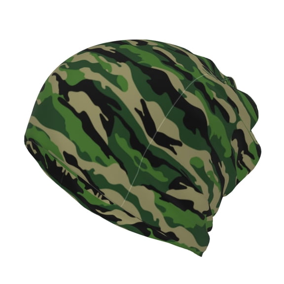 Green Camouflage Beanie Skull Cap Lightweight Hip Hop Dwarf Hat Beanie Hat For Women Men