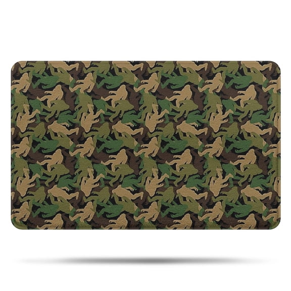 Green Camouflage Bigfoot Pattern Bathroom Rugs Mat,Non Slip Microfiber Bathroom Rug,Rubber Backing,Soft Bathroom Mats for Bathroom Floor,Tub and Shower,20x32in(50x80cm)