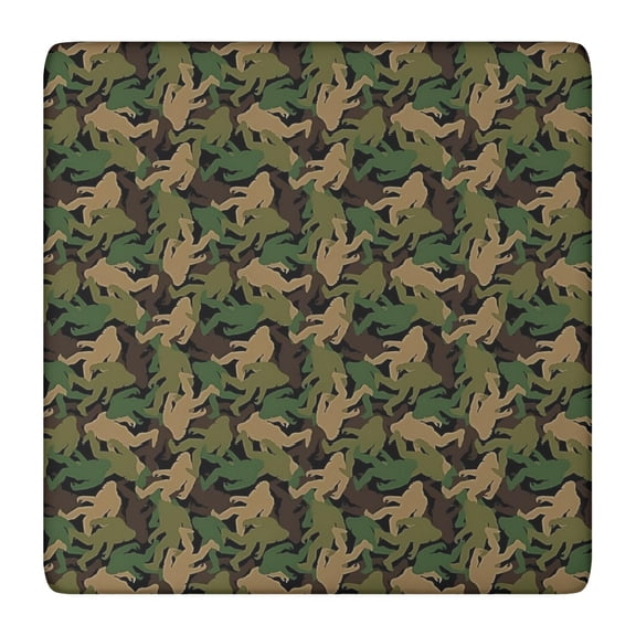 Green Camouflage Bigfoot Pattern Square Fitted Tablecloth with Elastic Edge,Square Table Cover,Washable Elastic Table Cover for Home Kitchen Party Decor 36"x36"
