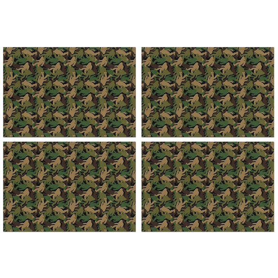 Green Camouflage Bigfoot Pattern Summer Placemats Table Placemats Set Of 4-Linen Kitchen Washable Placemats Table Mats 11.8"x17.7" Non-Slip Heat Resistant