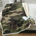 thumbnail image 1 of Green Camouflage Fleece Throw Blanket for Kids Boys Soft Brown Camo Camping Sherpa Blanket for Couch Chair, Throw (50" X 60"), 1 of 6