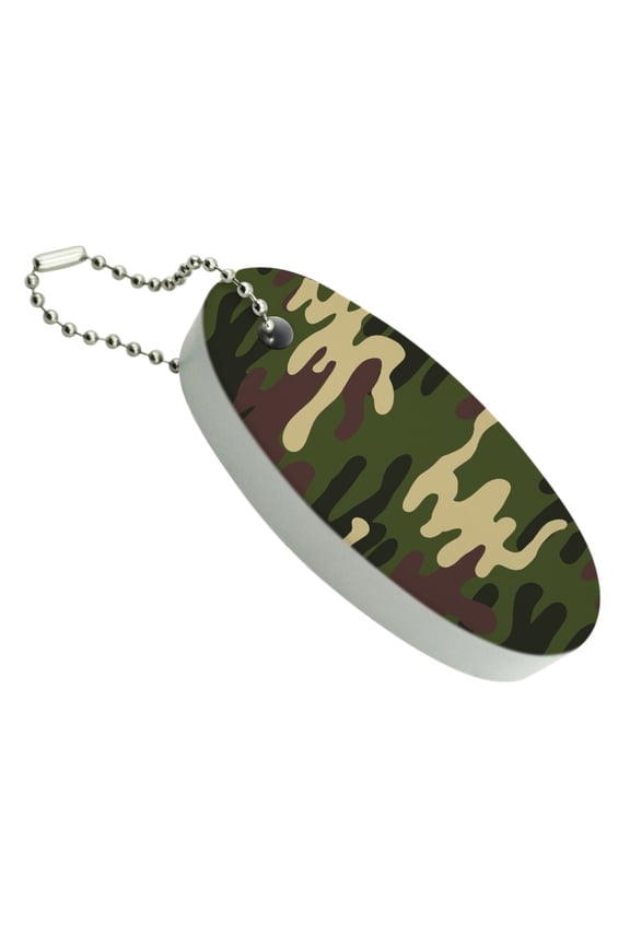 Green Camouflage Floating Keychain Oval Foam Fishing Boat Buoy Key Float