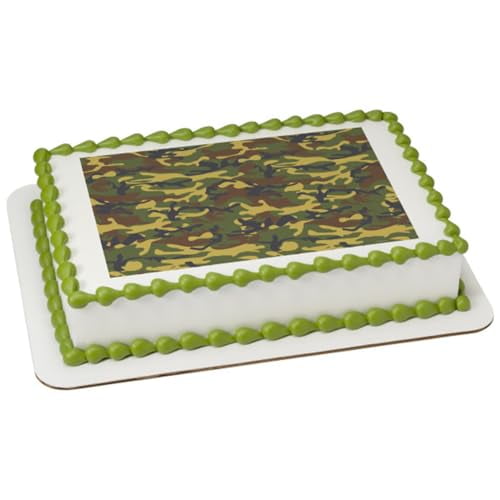 Green Camouflage PhotoCake Edible Cake Topper Icing Image for 1/4 Sheet Cake or Larger