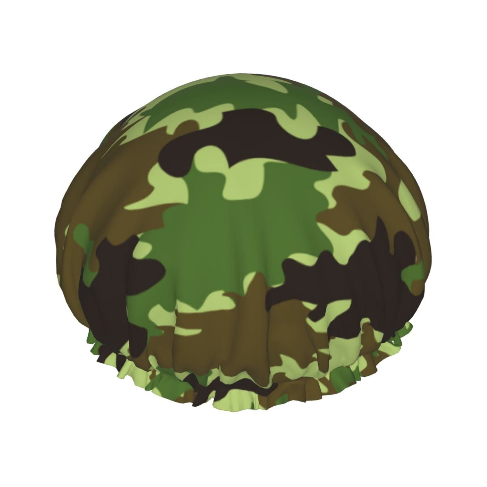 Green Camouflage Shower Cap for Women, Double Waterproof Layers Shower ...