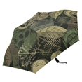 thumbnail image 1 of Green Camouflage Skulls Leaves Compact Folding Umbrella for Rain Windproof Travel Umbrella UPF 50+ Lightweight Packable Arc Size, 1 of 8