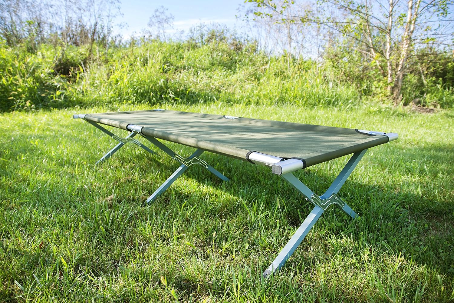 Green Camping Cot, Fold up Bed, Carrying Bag COTV01