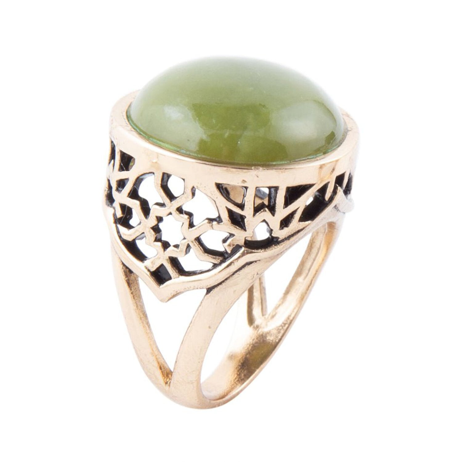 Green Canadian Jade Golden Statement Ring - Walmart.com