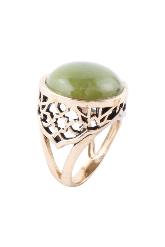 Green Canadian Jade Golden Statement Ring