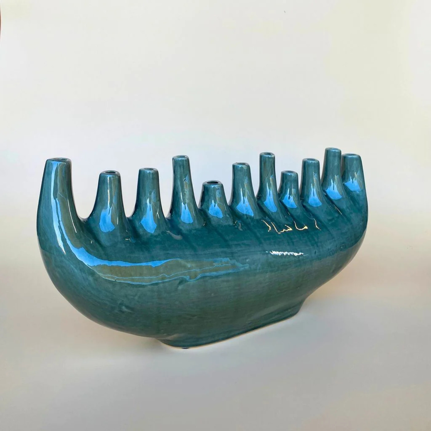 Green Candle Holder Modern Candle Holder Flower Vase Ceramic Candle Holder Textured