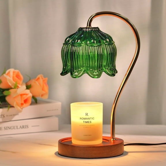 Funistree Green Candle Warmer Lamp with Timer, Electric Top Down Wax Melter for Jar Candles, Amber Lotus Wax Warmer for Women Mom Wife, New Home House Warming Christmas Decor