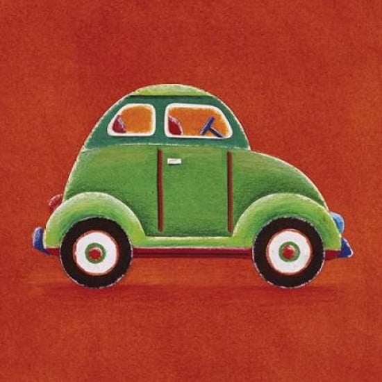 Green Car Canvas Art - Simon Hart (24 x 24)