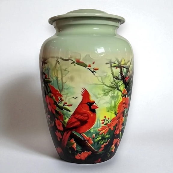 Green Cardinal Cremation Urn For Human Ashes, Holds up to 200 LBS