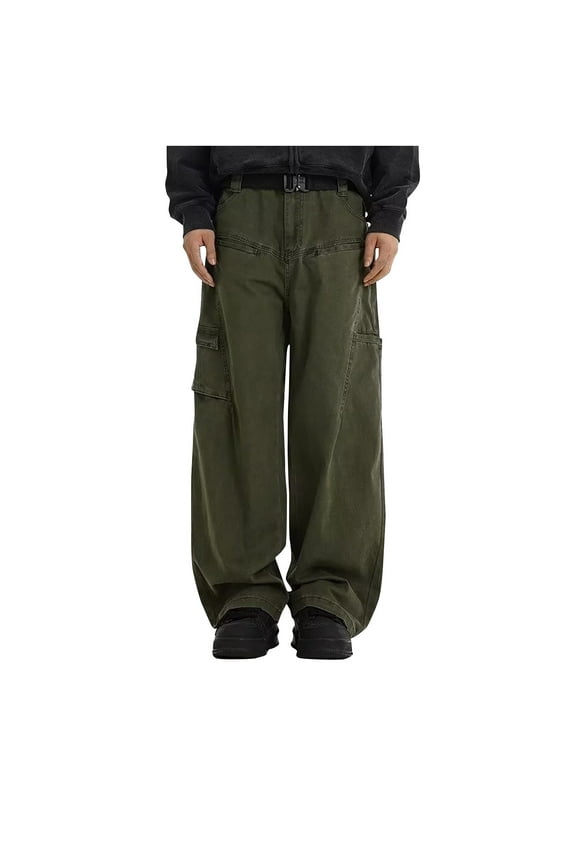 Green Cargo Pants Men Men's Baggy Hip Hop Denim Jeans Loose Fit Vintage Skateboard Skater Dance Pants High Waist Wide Leg Baggy Denim Pants Relaxed Fit Fashion Aesthetic Streetwear