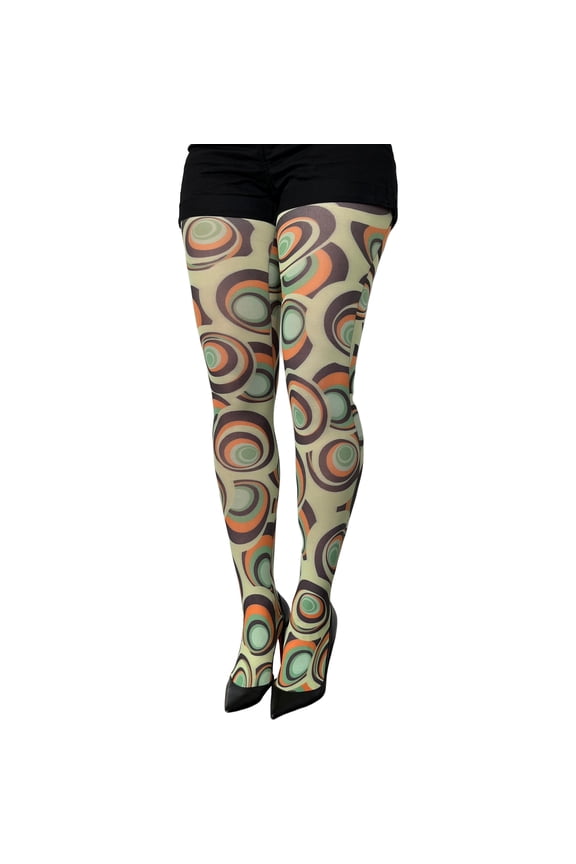 Green Carnaby Patterned Tights for Women Malka Chic S/M