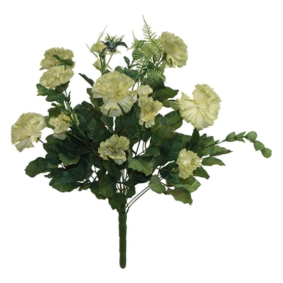 Green Carnation 25in Artificial Polysilk Faux Fake Flower Classic Bush with 18 Blooms for Craft Garden Outdoor Bouquet Arrangement Ceremony Wedding Arch Floral Wall Aisle Decor (Seafoam, Set of 2)