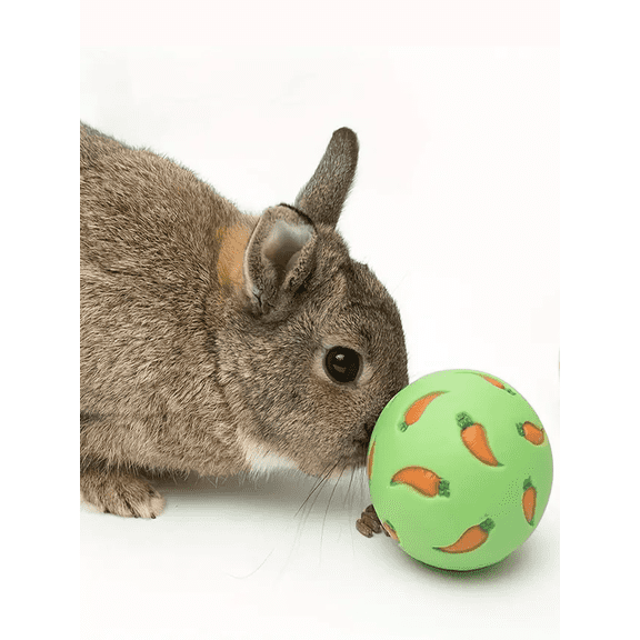 Green Carrot-Print Small Animal Puzzle Ball Toy for Rabbits Guinea Pigs