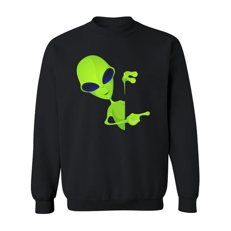 Green Cartoon Alien Design Sweatshirt Men -Image by Shutterstock, Male Large