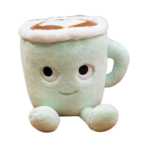 Green Cartoon Coffee Cup Pillow Plush Toy For Children Sofa Backrest Soft Polyester Fiber Cushion For Home Decor Green