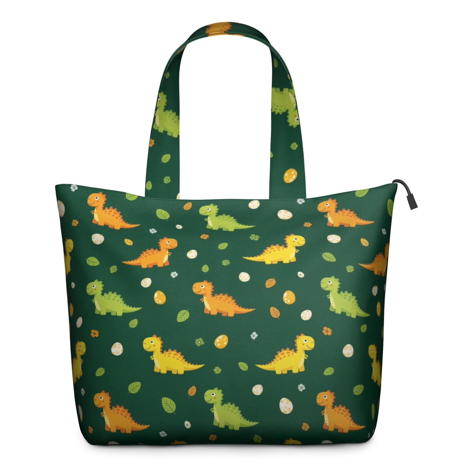 Green Cartoon Dinosaurs Eggs Pattern Travel Tote Bags for Women Carry On,Large Weekender Bags for Women Travel,Multi Functional Duffle Bag for Work,Shopping,Sports
