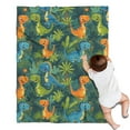 thumbnail image 1 of Green Cartoon Dinosaurs Jungle Pattern Blanket,Comfortable Soft Flannel Throw Blanket,All Season,Warm Lightweight Blankets for Sofa Bed Couch Living Room Chair,30"x40", 1 of 4