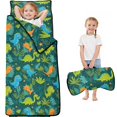 thumbnail image 1 of Green Cartoon Dinosaurs Jungle Pattern Teens Toddler Nap Mat with Pillow, Sleeping Mat Bag for Preschool Daycare 60"x20", 1 of 6