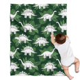 thumbnail image 1 of Green Cartoon Dinosaurs Leaves Pattern Blanket,Comfortable Soft Flannel Throw Blanket,All Season,Warm Lightweight Blankets for Sofa Bed Couch Living Room Chair,30"x40", 1 of 4