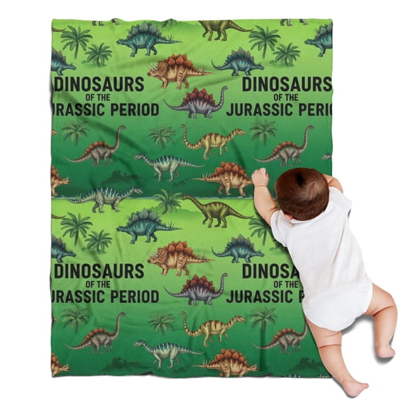 Green Cartoon Dinosaurs Pattern Blanket,Comfortable Soft Flannel Throw Blanket,All Season,Warm Lightweight Blankets for Sofa Bed Couch Living Room Chair,30"x40"
