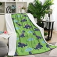 thumbnail image 1 of Green Cartoon Dinosaurs Ponds Pattern Blanket,Comfortable Soft Lamb Wool Throw Blanket,All Season,Warm Lightweight Blankets for Sofa Bed Couch Living Room Chair,60"x80", 1 of 4