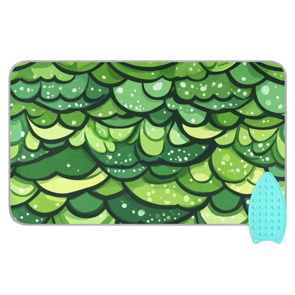 Green Cartoon Leaf Ironing Mat Blanket for Table Top Travel Portable Ironing Board Pad 47.2x27.6 Inch