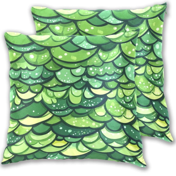 Green Cartoon Leaf Throw Pillow Covers 16x16 Inch 2 Packs Decorative Square for Living Room Couch Bed Sofa