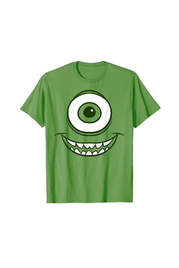 Green Cartoon Monster Face T-Shirt for Fun Halloween Celebrations