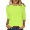 thumbnail image 1 of Green Casual Tops for Women Trendy, 3/4 Sleeve Athletic Tops, Polyester Popular Womens Clothes 2024, Teacher Shirt, Women's Solid Color Round Neck Slim Seven Point Sleeve T Shirt Top, 1 of 5