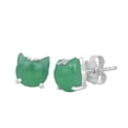 thumbnail image 1 of Green Cat Earring 7MM Green Onyx 925 Sterling Silver Women Valentines Day Gifts Dainty Earring, 1 of 4
