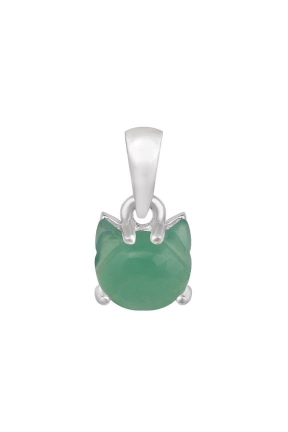 Green Cat Pendant 7MM Natural Green Onyx 925 Silver Women Classic Valentines Day Gifts Designer Ring