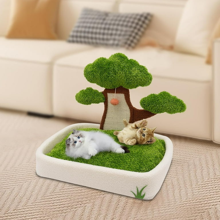 Green Cat Scratching Post and Cat Bed Cat Furniture Cat Bed Cat House 23.6 Cat Bonsai Tree with Hanging Ball for Indoor Large Adult Cat Walmart