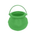 thumbnail image 1 of Green Cauldron with Handle, Mini Plastic Candy Kettle Bucket for St.Patrick's Day, Halloween Party Favor, Witch Cauldron Pot Buckets for Kids Gift, Pack of 6, 1 of 4