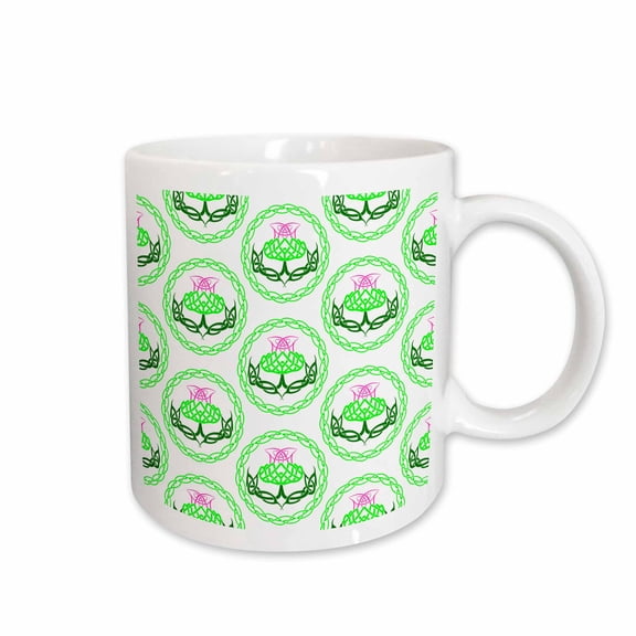3drose, Green Celtic Knot Thistle Flower Show Your Scottish Heritage., 15oz Mug