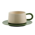 thumbnail image 1 of Green Ceramic Coffee Cups And Saucers Set Afternoon Tea Cup Set With Handle For Home Kitchen Dining Modern Fashion Dishwasher Safe Green, 1 of 6