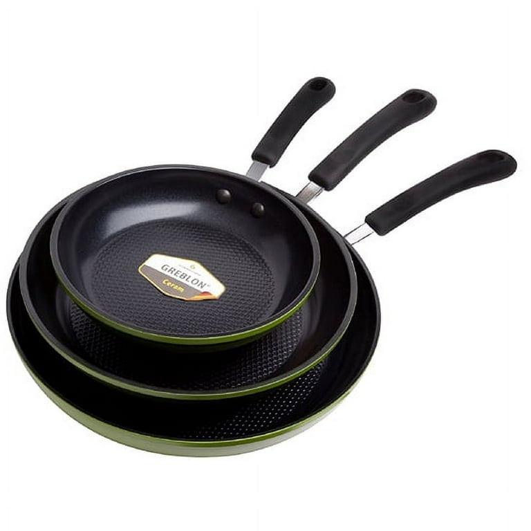 Ozeri 8 in. 10 in. 12 in. Green Earth Frying Pan Set with Textured Ceramic Non-Stick Coating