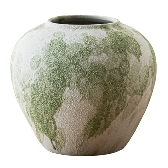Green Ceramic Vase - Vintage Tall Floor Vase, Large Decor for Living Room & Entryway