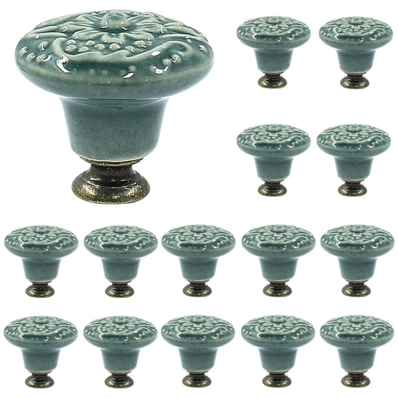 Green Ceramic knobs, Kitchen Cabinet Knobs, Retro Dresser Knobs, Drawer Knobs, Furniture Decorative Pulls(10Pcs)