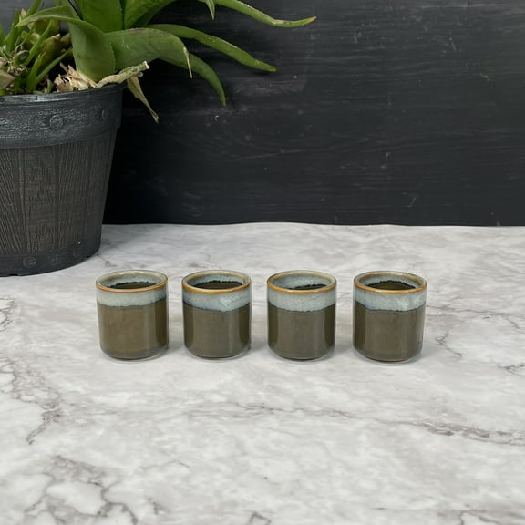 Green Ceramic sake shot cup 1.5 fl oz