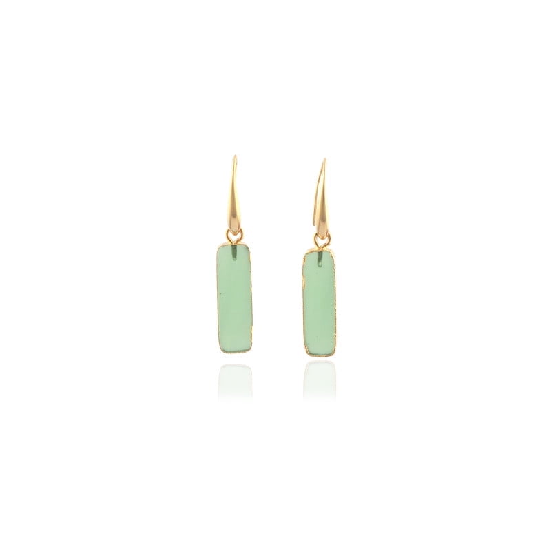 Green Chalcedony Gemstone Gold-plated Hook Earring for Wearing In Wedding, Birthdays, Parties