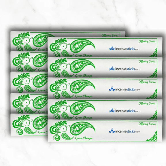 Green Champa Incense Sticks 10" - 10 Packs, 20 Sticks per Pack - Exotic Floral Fragrance