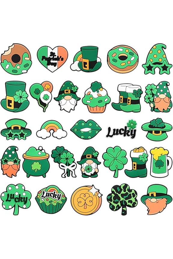 Green Charms for Clog Shoe Decoration, Lucky Shoe Accessories Pack for Kid and Adult, Party Favor Birthday GIft