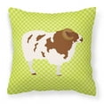 thumbnail image 1 of Green Check Themed Fabric Decorative Pillow, 1 of 2
